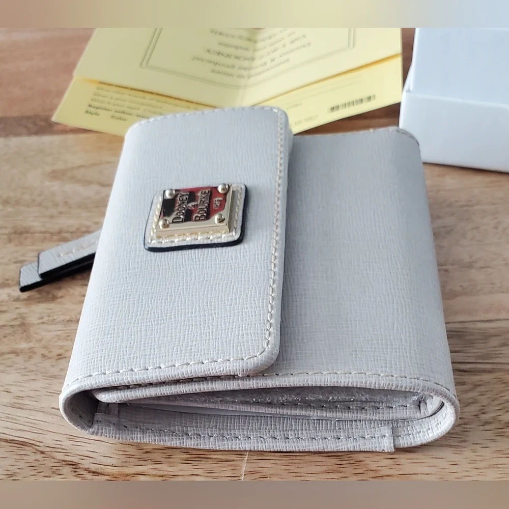 New Dooney & Bourke Saffiano Leather Flap Wallet ECRU (light gray) - Picture 8 of 8